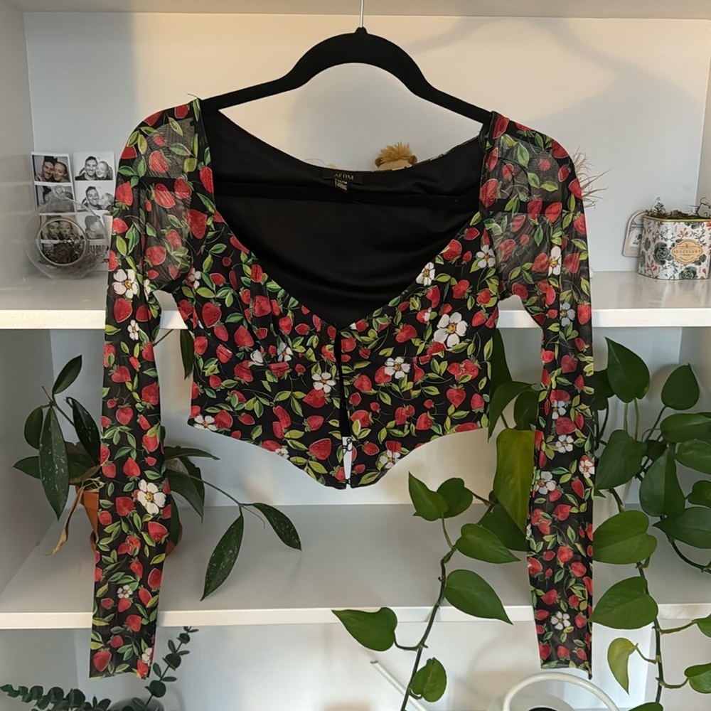 AFRM Cherry Mesh Corset Top